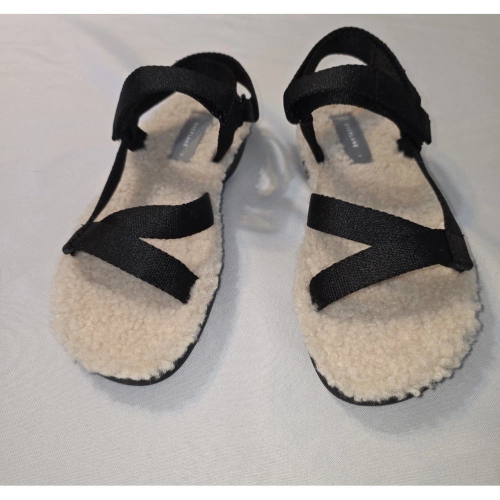 Everlane Womans Renew Teddy Sport Sandals Size 7 Faux Fur Adjustable Straps